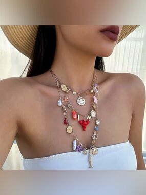 Long Multilayered Seaside Charm Necklace